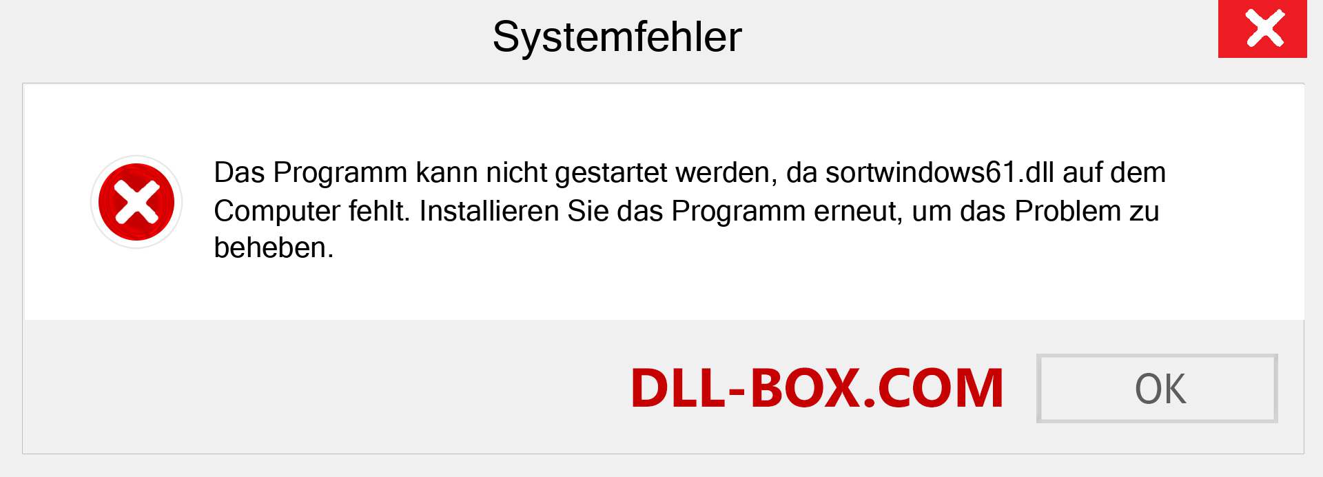 sortwindows61.dll-Datei fehlt?. Download für Windows 7, 8, 10 - Fix sortwindows61 dll Missing Error unter Windows, Fotos, Bildern