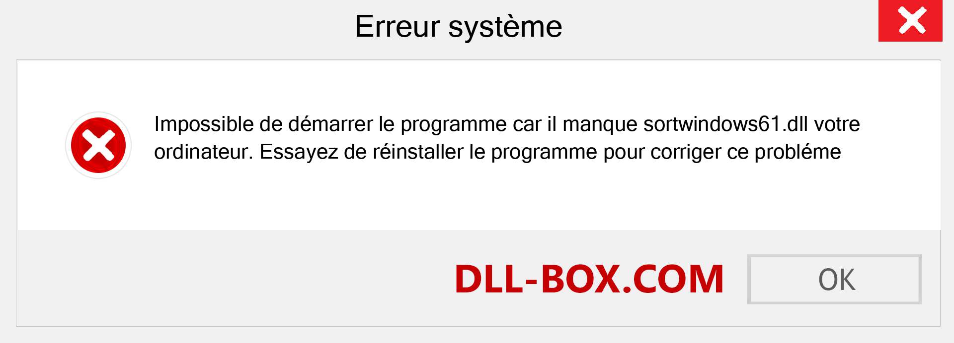 Le fichier sortwindows61.dll est manquant ?. Télécharger pour Windows 7, 8, 10 - Correction de l'erreur manquante sortwindows61 dll sur Windows, photos, images